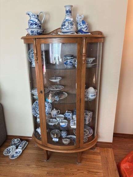 Bow front curious cabinet 33x15x60 (No contents included) image