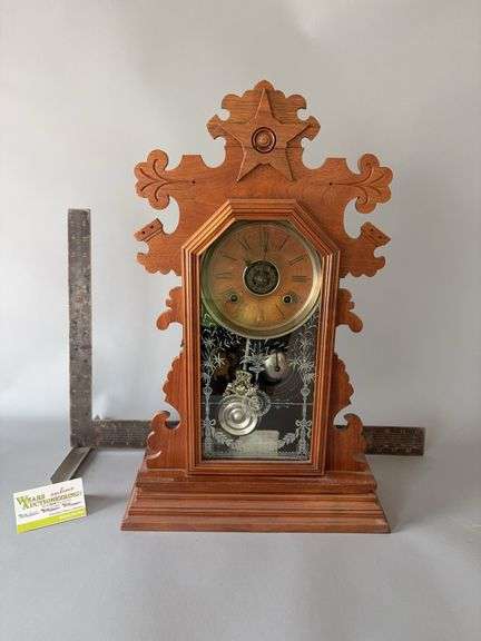 Ansonia Clock Co kitchen clock w key 14.5L x 22.5H image