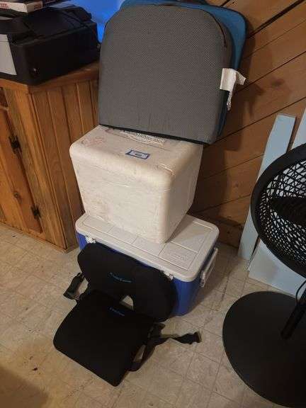 Coleman cooler, styrofoam cooler, seat cushions image
