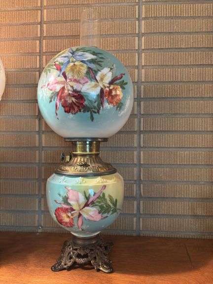 Victorian Era Banquet Hurricane oil lamp- 24” tall image