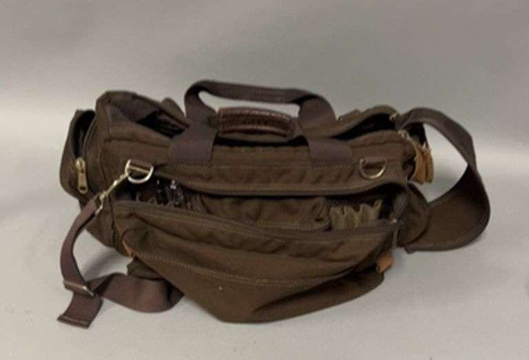 Brown Canvas and Leather Tool Bag with Shoulder Strap image