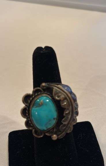Native American Turquoise Ring, unmarked, size approximately 7 image