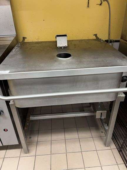Commercial stainless tilting skillet or braising pan, was hard wired but has been unhooked image