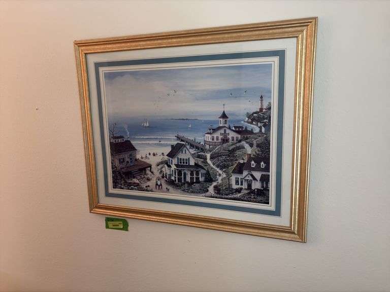 MA Vessey "Seaside Village" print 31 x 24 image