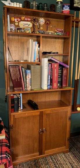 Pine bookcase w/ bottom doors 12D x 33L x 72H image