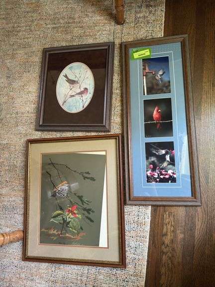 Three pieces wall art with birds-see photos for details image
