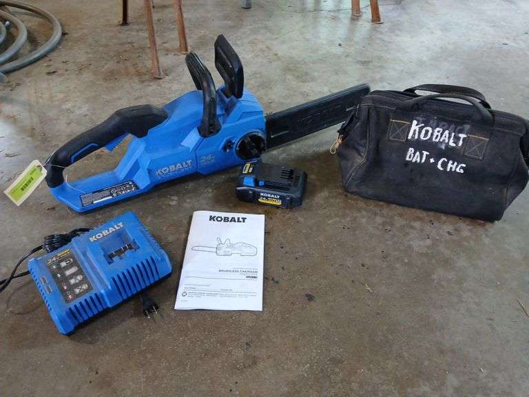 Kobalt 24V 12" chainsaw, charger and (2) 4Ah batteries image