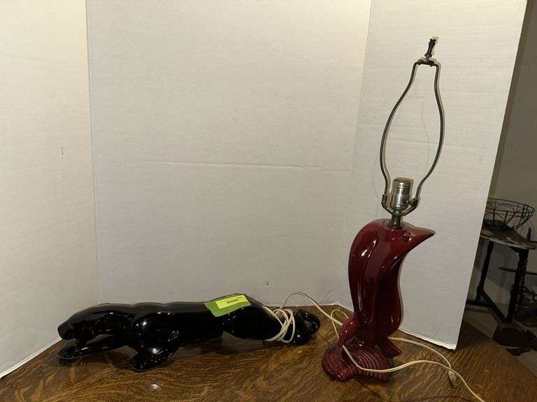 Panther TV lamp and bird table lamp