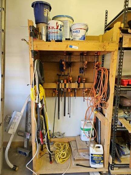 Clamps, Extension Cords, Pipe Bender, Wood Frame 39 x 25 x 72h, Paints, Compound-Bring box to pack image