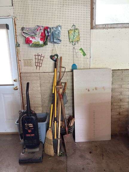 Vacuum, broom, yard tools, yard flags, etc image