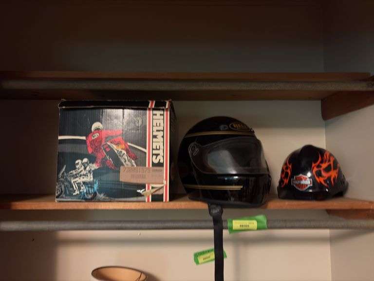 Bell Helmets  XL motorcycle helmet and Harley Davidson hard hat image