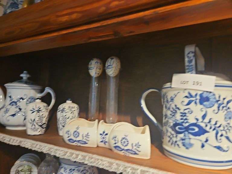 Blue Onion Glassware - Top Shelf of Cabinet (Bring Boxes to Pack) image
