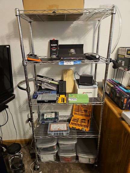 Wire Shelving Unit on Wheels ONLY, No Contents, 24 x 12 x 55h