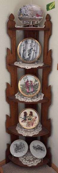 6 collector plates, most are birds Shelf not included
