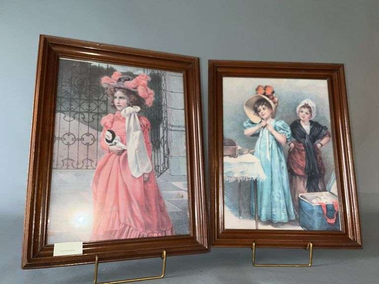 2 framed little girl pictures image