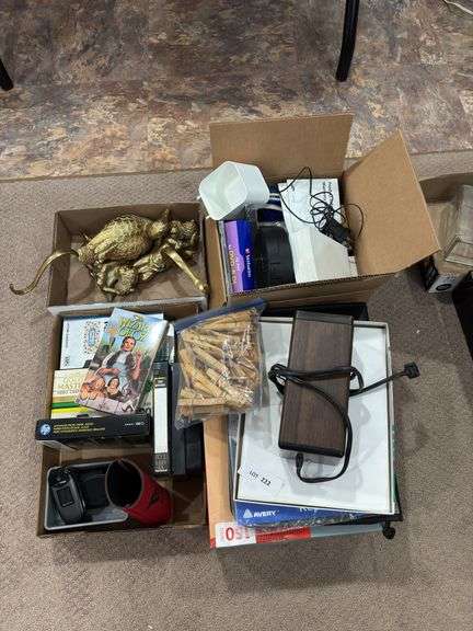 Brass figurines, pencil sharpener, VHS tapes and more image