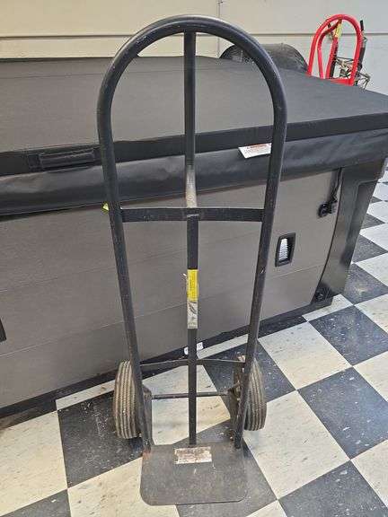 Black 2 wheeled hand truck, pneumatic wheels image