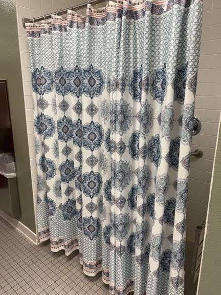 Two shower curtains-rod not included image
