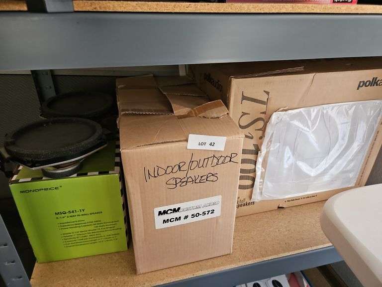 Speakers - Monoprice (New in box), Pair of Indoor/Outdoor MCM Speakers (New in Box), TSi100 Speaker New in Box