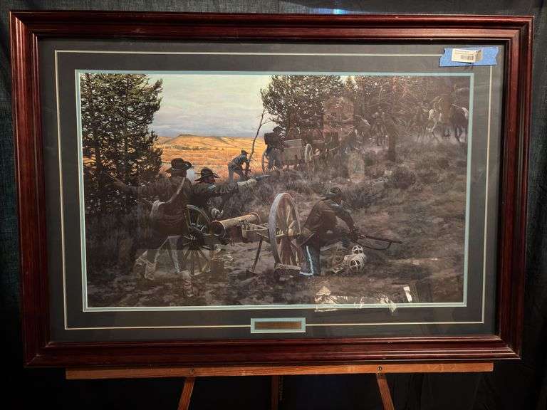 Signed and numbered Gary Carter print “Battle of the Big Hole” 76 of 85 - 41 1/2 x 28 1/2 image