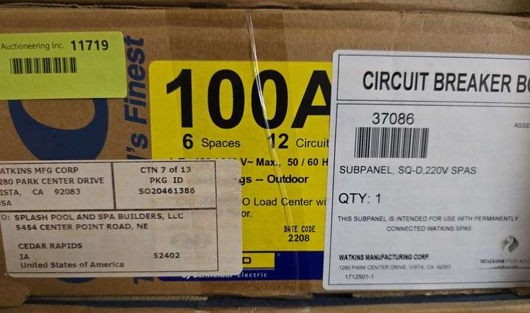 NIB Square D Circuit breaker box, product #37086, 100 Amp image