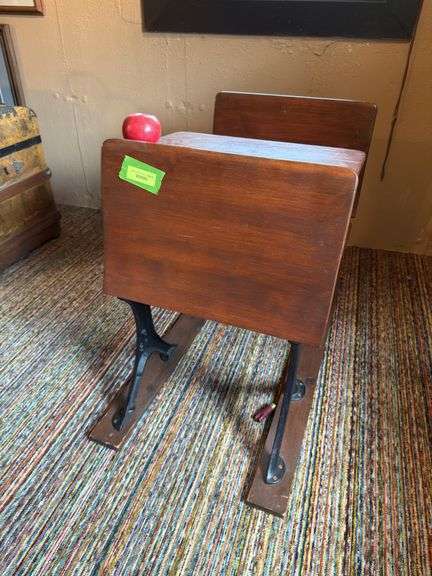 Flip seat school desk and faux apple image