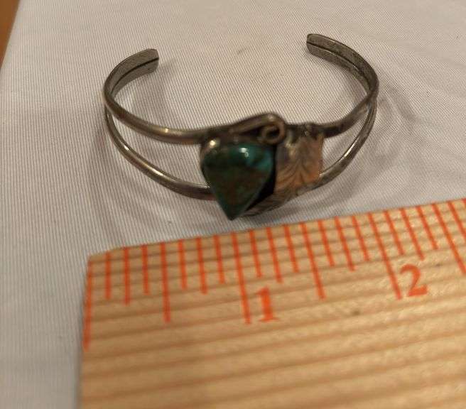 Vintage Turquoise bracelet, marked but unable to read image