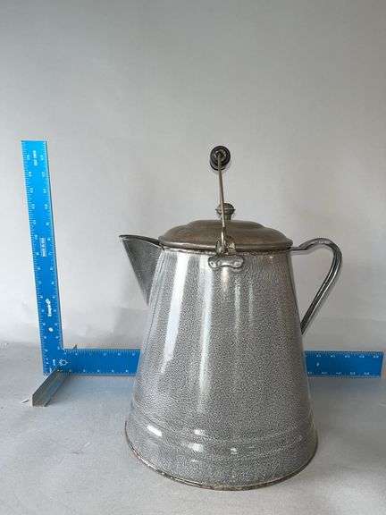 Gray enamel cowboy coffee pot image