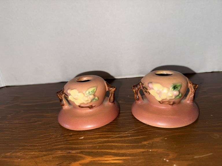 Roseville apple blossom 351 candle holders image
