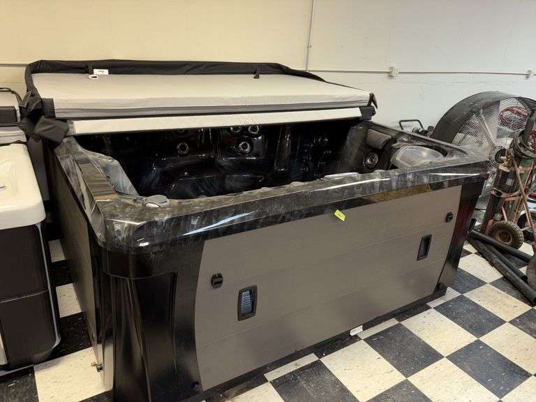 Marquis Elite hot tub with cover 90x90x36 These are untested floor model hot tubs, sold AS IS image