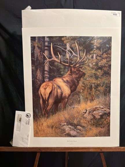 Unframed print by Leon Parson signed and numbered with commemorative stamp 24 x 30 “Bull of the Woods” image