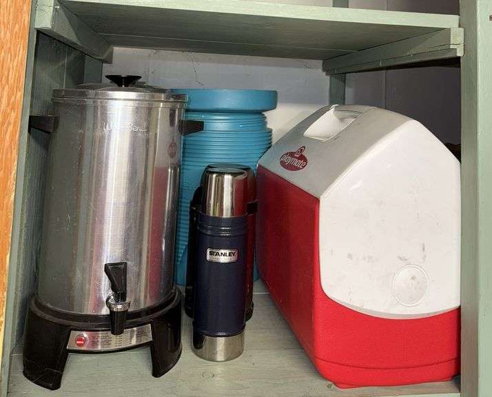 Cooler, coffee pots, thermoses, water cooler image