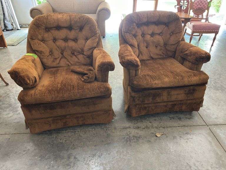 Pair swivel occasional chairs
