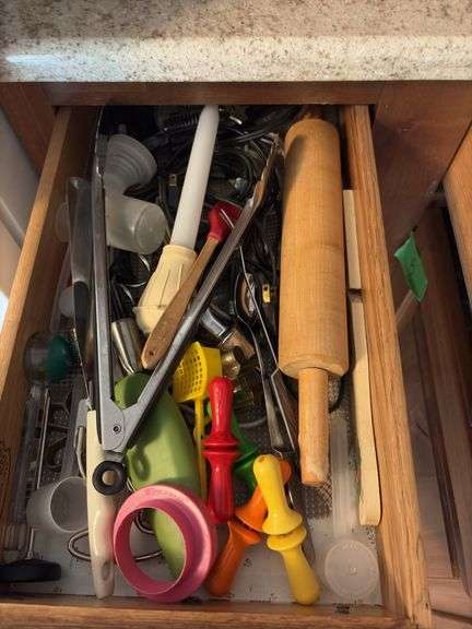 Kitchen utensils, vases, plastic storage, steamer pot, etc “B” cupboards