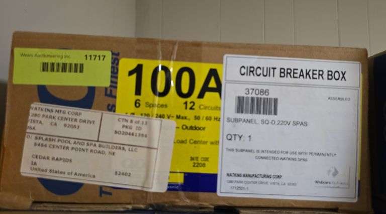 NIB Square D Circuit breaker box, product #37086, 100 Amp image