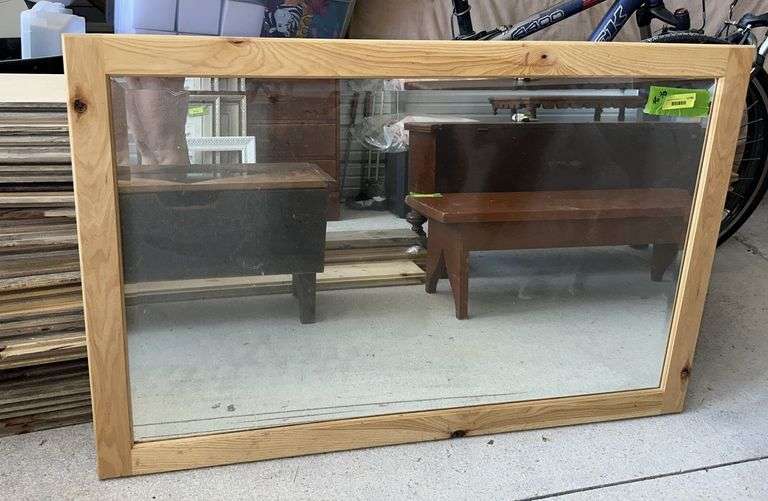 Beveled edge pine framed mirror 40 x 30 image
