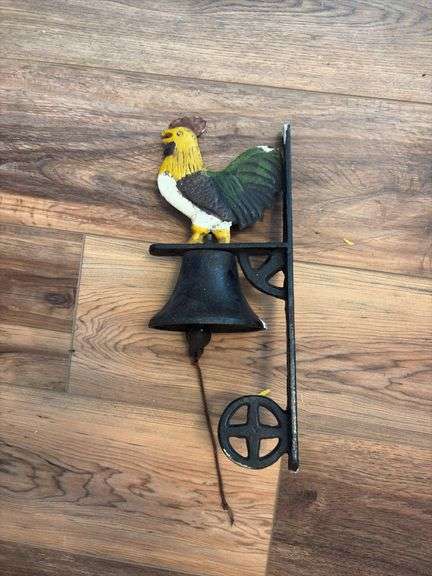 Approx 15” tall cast iron rooster bell image