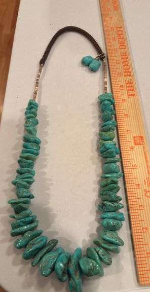 Hefty Chunky Turquoise Necklace and Earrings image