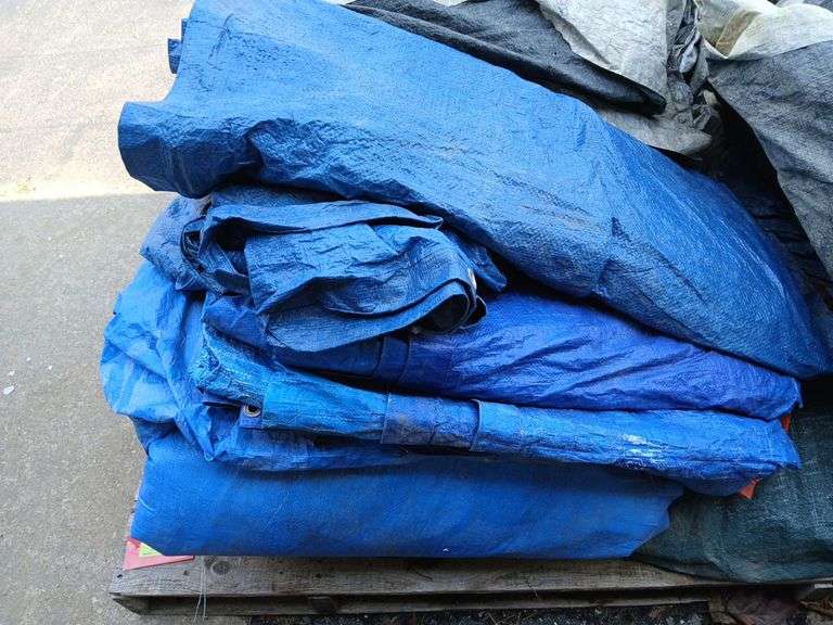 Qty of concrete blankets and huge poly tarps image