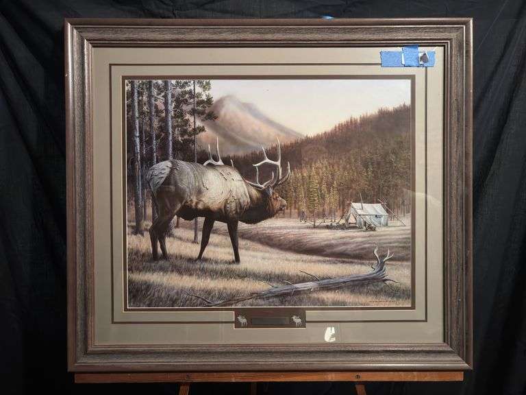 Framed print by Dave Samuelson “Meanwhile, Back at Camp” artist proof, 9 of 10 37 1/2 x 32 image