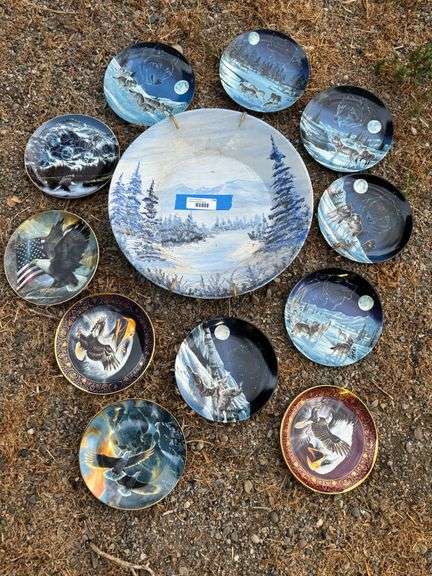 Painted pan and 11 collector plates image