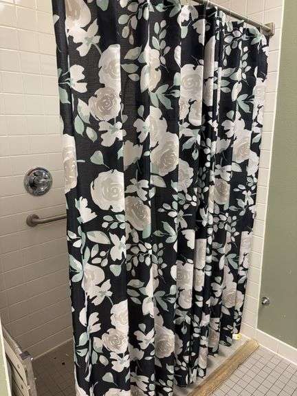 Two shower curtains-rod not included image