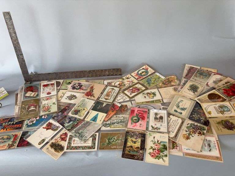 Postcard collection, many w floral design, 30 pages image