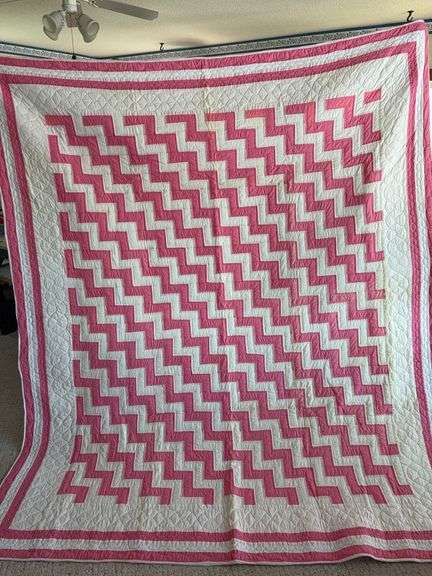 82x98 quilt with rail fence pattern image