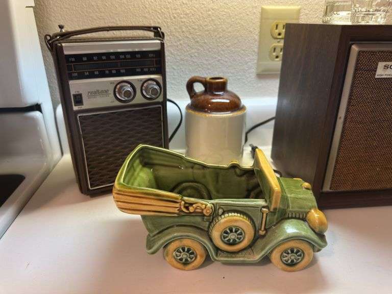 Sony radio, bar guide, car planter,  shot glasses, etc