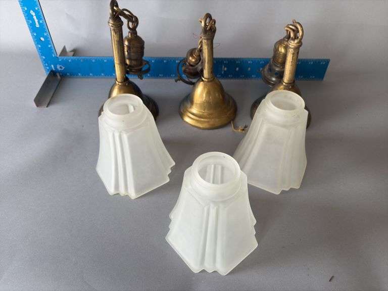 Vintage hanging light fixtures with 3 shades image