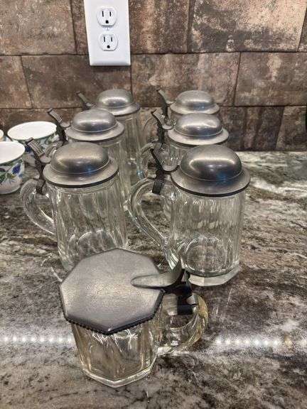 Pewter/glass Steins