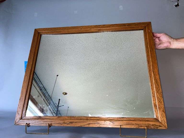 Oak framed wall mirror 31x25 image