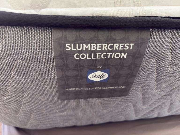 Full size headboard with Sealy Slumbercrest Collection mattress and box sping, like new
