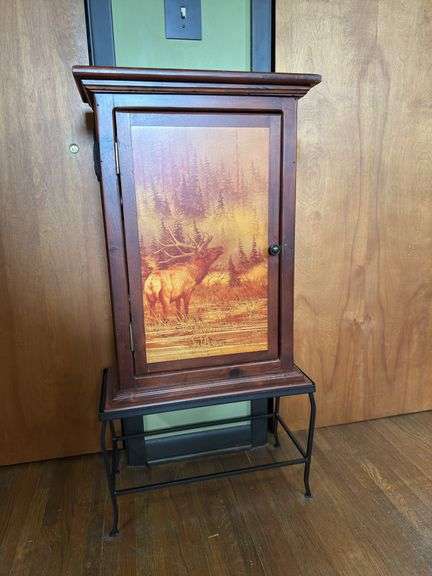 Ducks Unlimited 9D x 20L x 29H single door pine cabinet on 12H metal stand image